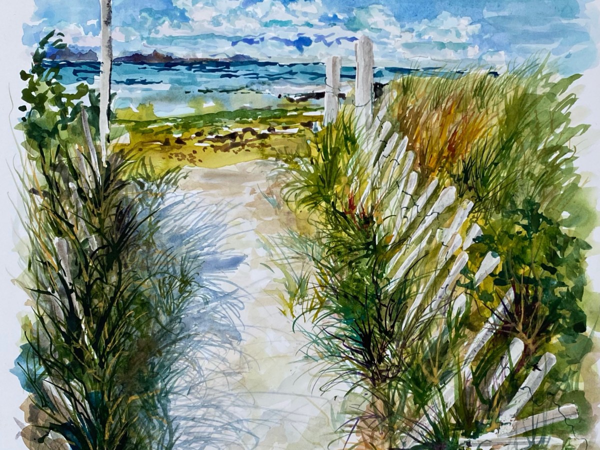 “Windy Day at Wood Neck” now on view at the New England Watercolor Society’s Celebrating New England show at the Plymouth Center for the Arts, July 10 – September 2,&nbsp;2026